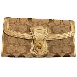 Y2K Coach Gold Legacy Signature Slim Envelope Wallet